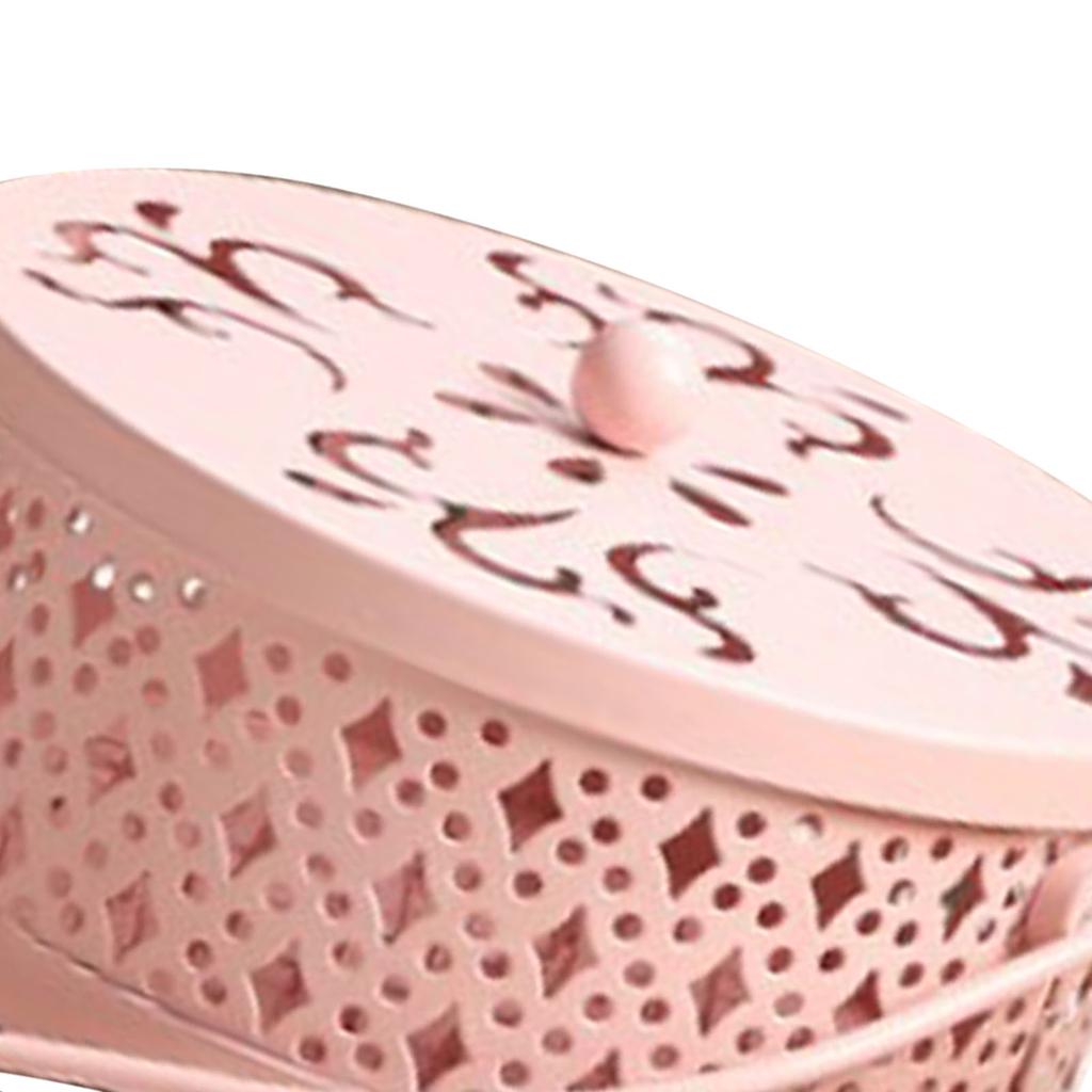 Mosquito Coil Holder Retro Portable Iron Art Fireproof Mosquito Incense Box with Lid for Home