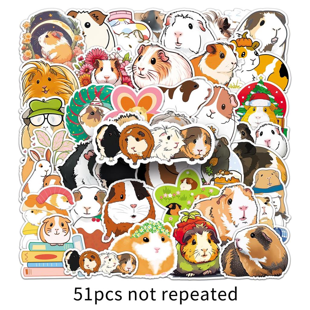 51 Guinea Pig Waterproof Cartoon Stickers for Phone Cases, Thermos Cups, and Computers