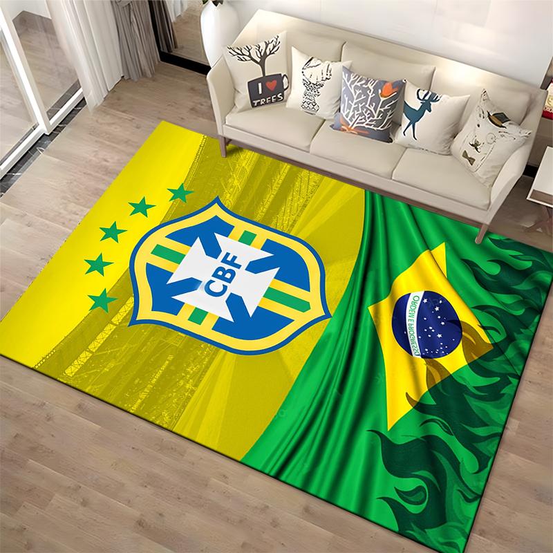 Brazil Flag Soccer Designed floor mat, suitable as a non-slip mat for the living room or bedroom sofa
