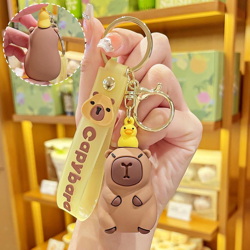Capybara Cartoon Keychain: Cute Backpack Charm & Car Accessory for Kids