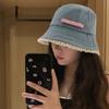 Y2K Denim Bucket Hat Bow Tie Bow Sunscreen Hat Fashion Lace Fisherman Hat Travel