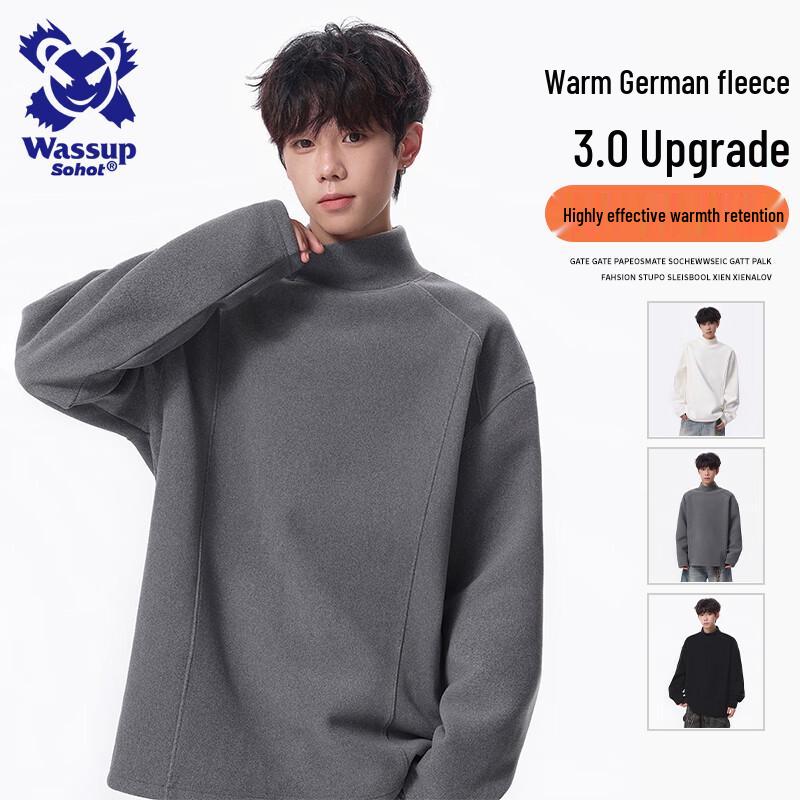 

Wassup Sohot Men s Thermal Half-High Collar Long Sleeve Base Layer T-Shirt 2XL