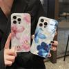 Delicate Pink and Blue Lily Phone Case For IPhone 17 15 13 14 12 16 11 Pro Pro Max Plus 17Air Luxury Shockproof Cover Case Funda