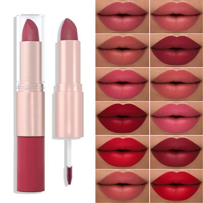 12-color Matte Velvet Lip Gloss Waterproof and Long-lasting Liquid Lipstick Non-stick To Cups Lip Color Pigment Cosmetic Lipstick and Lip Gloss In One