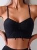Einfarbiger Riemchen-Bikini-Set mit Schlitz - Damenmode Badeanzug