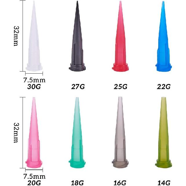 FINGERINSPIRE 80 Pcs 8 Sizes Plastic Tapered Pinhead Glue Dispenser Needles Blunt Tip Tapered Needle Dispensing Fill Needle for Oil or Glue