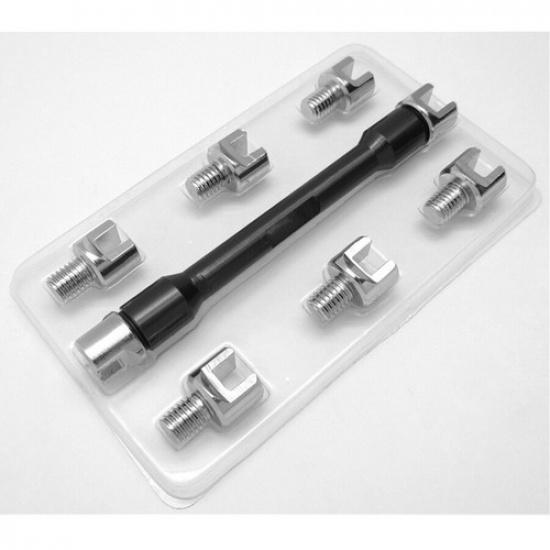 9x Motorcycle Spoke Wrench Kit 5.4-6.8mm Socket Tool Adjusting Wheel Spoke Black