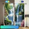 2pcs Landscape Paintings and Decorative Curtains - Artistic Home Decoration Curtains, All Season Decorative Curtains