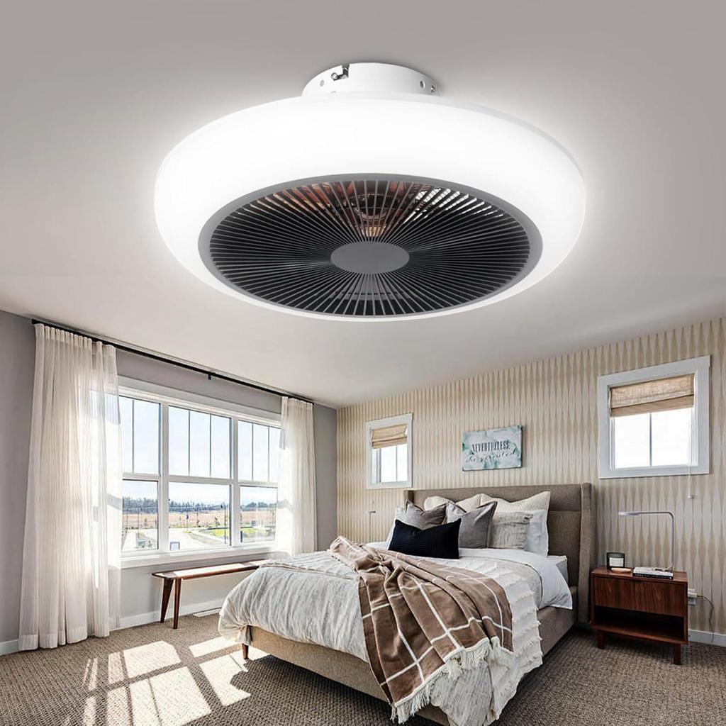 Silent Ceiling Fan Light with Integrated Remote for Bedroom or Living Room