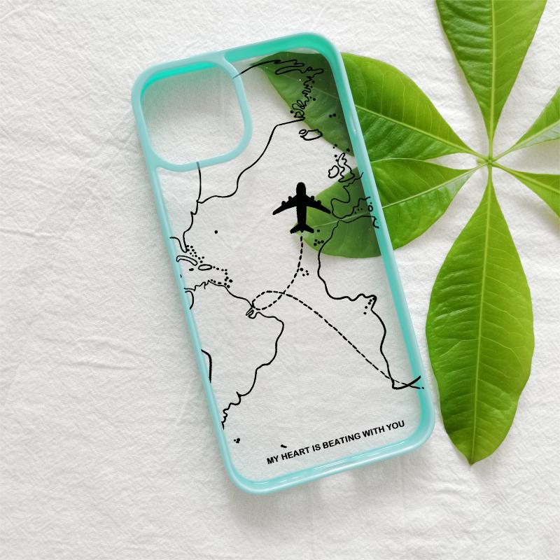 New Travel-nspired Airplane Route Design Phone Case For iPhone 16 15 14 13 12 11 Pro Max Mini 7 8 Plus X XR XS shockproof Cover