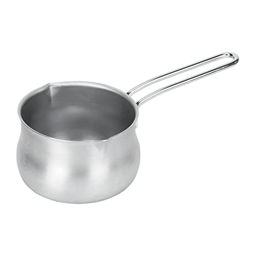 

Pearl Metal Milk Pan, 14cm, Pot-Shaped, Stainless Steel, with Graduations, Made in Japan, Induction Compatible, Satina, HB-6325