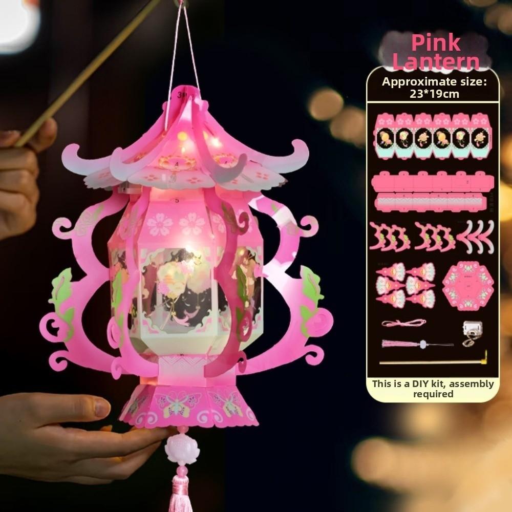 Chinese-style Pagoda Design Lantern Ancient Style DIY Material Kit Children s Use Style E