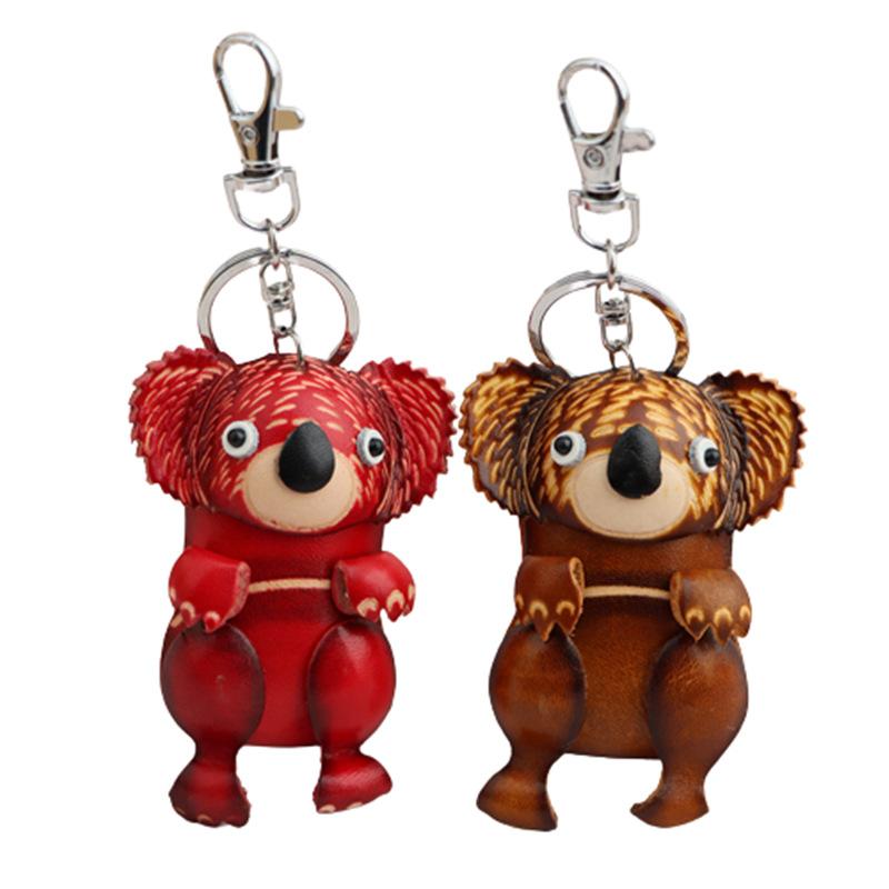 Erste Schicht Rindsleder Koala Schlüsselanhänger Anhänger Niedlicher Taschenanhänger Auto Schlüssel Zubehör Kreative Kleine Puppe Geschenke