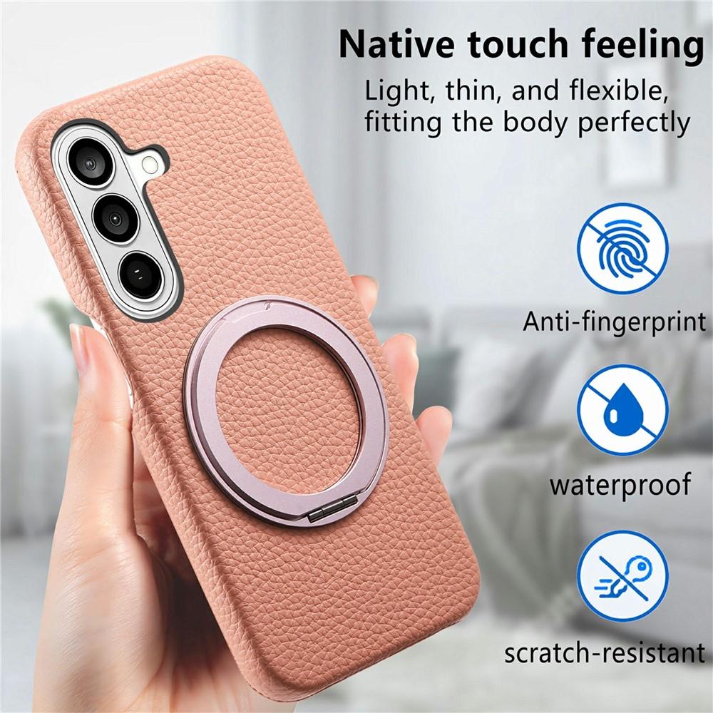Case for Galaxy S26 - PC+Leather/PU, Pink, With Stand