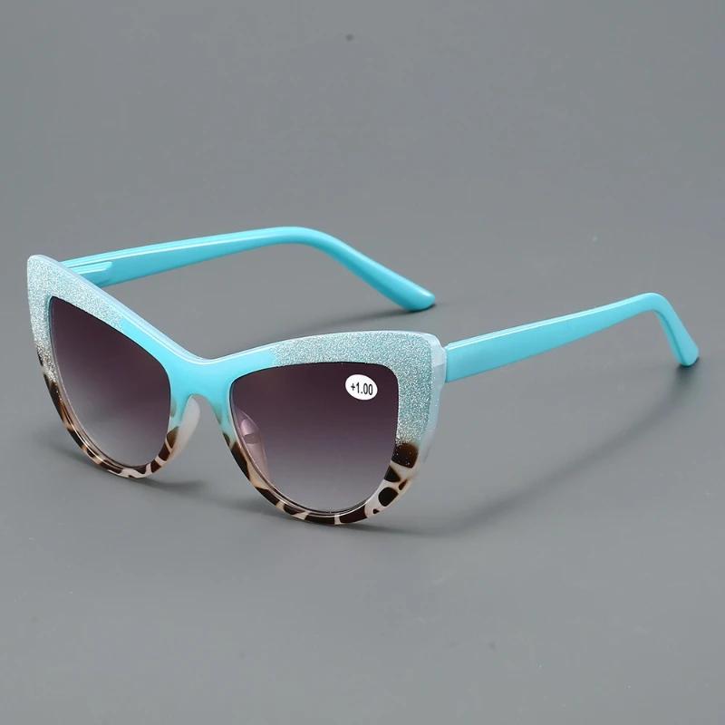 Retro kočičí oko Presbyopické brýle Dámské Módní Motýlové sluneční brýle Ultra lehké High-definition Brýle na dálku +2.0