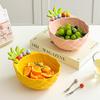 Creative Pineapple-Shaped Ceramic Fruit Bowl Set with Stainless Steel Forks