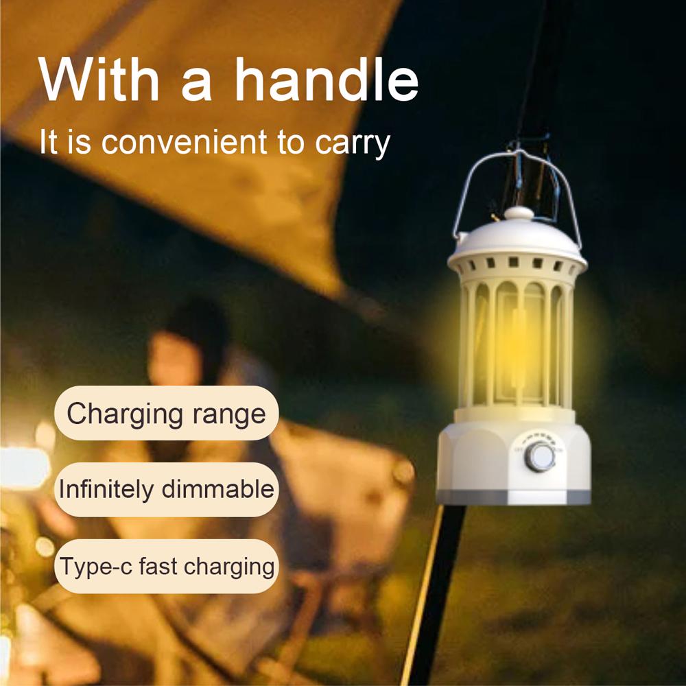Rechargeable Cordless Camping Lamp Stepless Dimming Outdoor Retro Tent Light Home Atmospheres