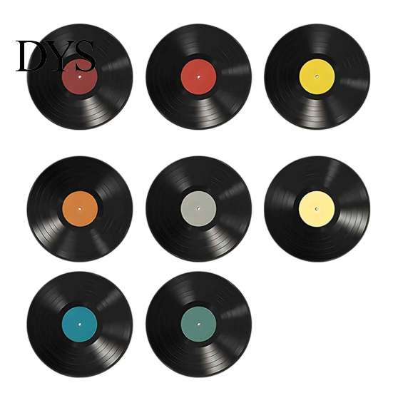 Durable Tabletop Scratch Guards 8PCS Vinyl Record Acrylic Coasters, Vintage Style Heat-Insulating Retro Water Stain Prevention Pads Drink Lightweight