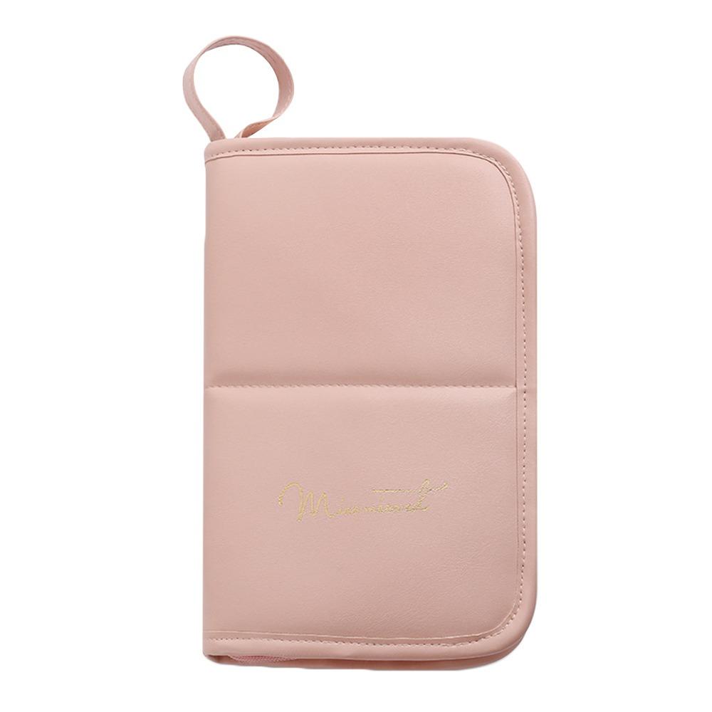 Portable PU Leather Makeup Brush Bag Large Capacity 20 Holes Beauty Tools Pouch Durable Cream Color Makeup Brush Organizer розовый