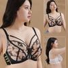 European and American Cross-chest Large Size Bra with Exquisite Embroidery Lace Flowers No Steel Ring Ultra-thin Underwear