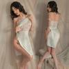 Exotic Dress Set Nightgown Babydoll Open Crotch Hot Temptation Sleepwear Sexy Long Dresses Cheongsam Lingerie Porn Clothing