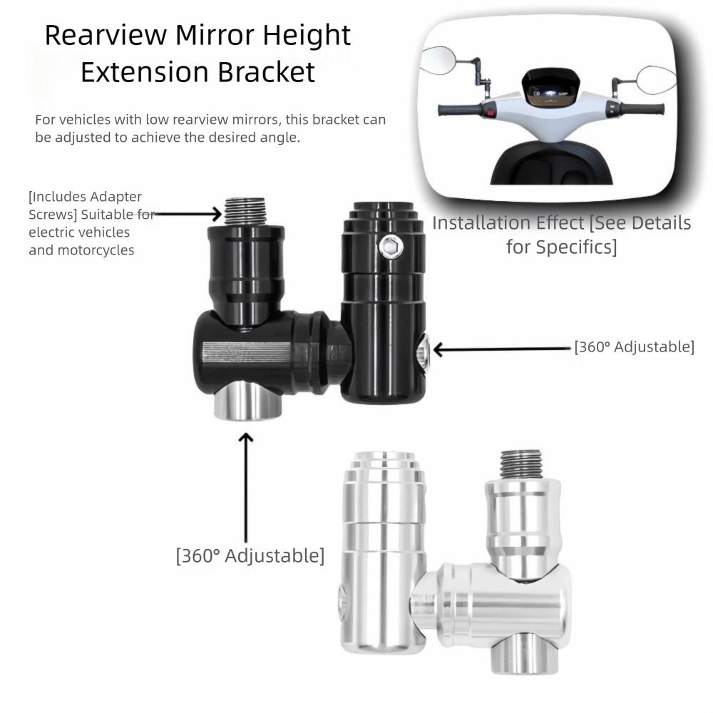 2Pcs Adjustable Motorcycle Mirror Mount Aluminum Zinc Zinc Alloy Mirror Riser Bracket  Bike Accessories