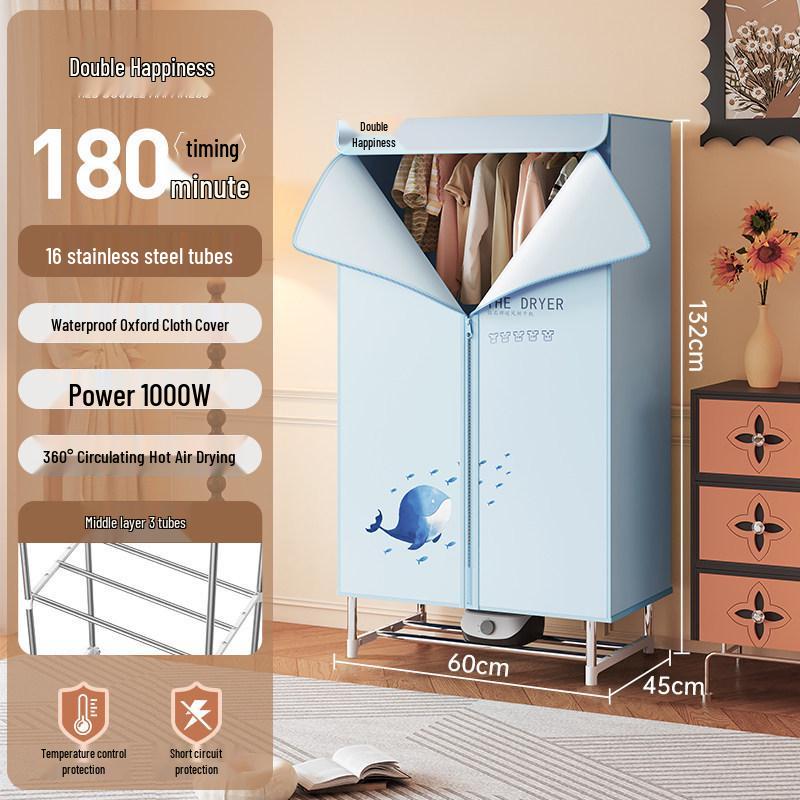 Compact Red Double Happiness Clothes Dryer: Quick-Dry, Foldable Wardrobe Air Dryer