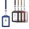 Ausweishalter einfarbig Leder Lanyard für Arbeitsausweis Ausweishalter Namensschildhalter Bürobedarf
