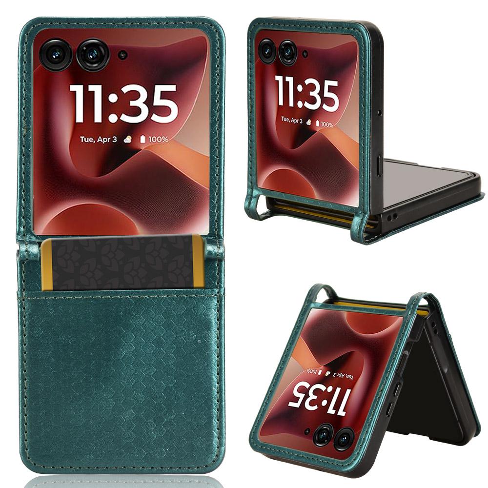Für Motorola Razr 60 Ultra 5G Hülle mit Kartenfach Punktmuster Prägung PC+PU Leder Handyhülle