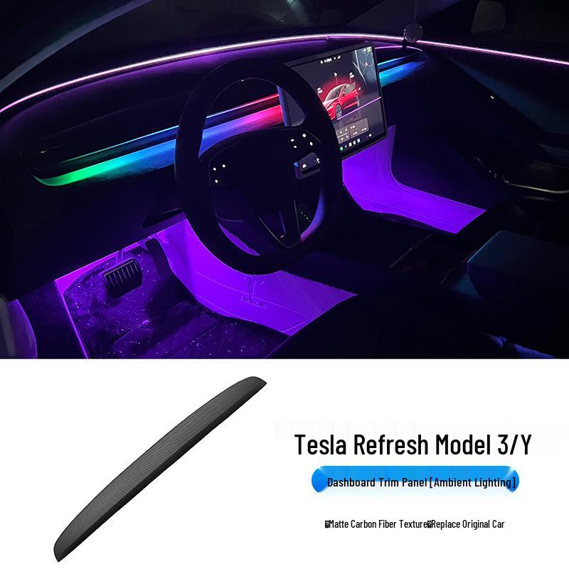 Tesla Model Y/3 Carbon Fiber Texture Center Console Trim Accessories
