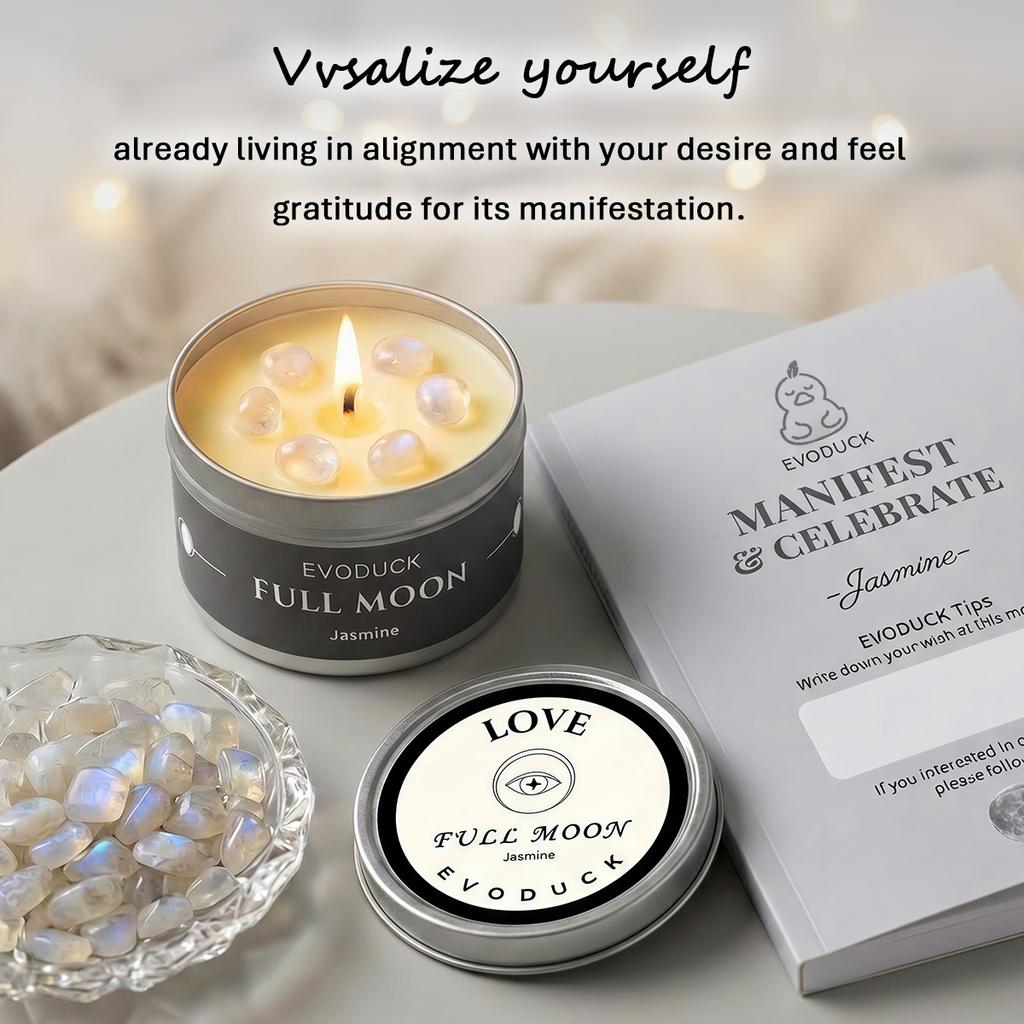 EVODUCK Full Moon Scented Candles 3oz Law of Attraction Manifestation Energy Boosting Christmas Home Decoration Jasmine Candles
