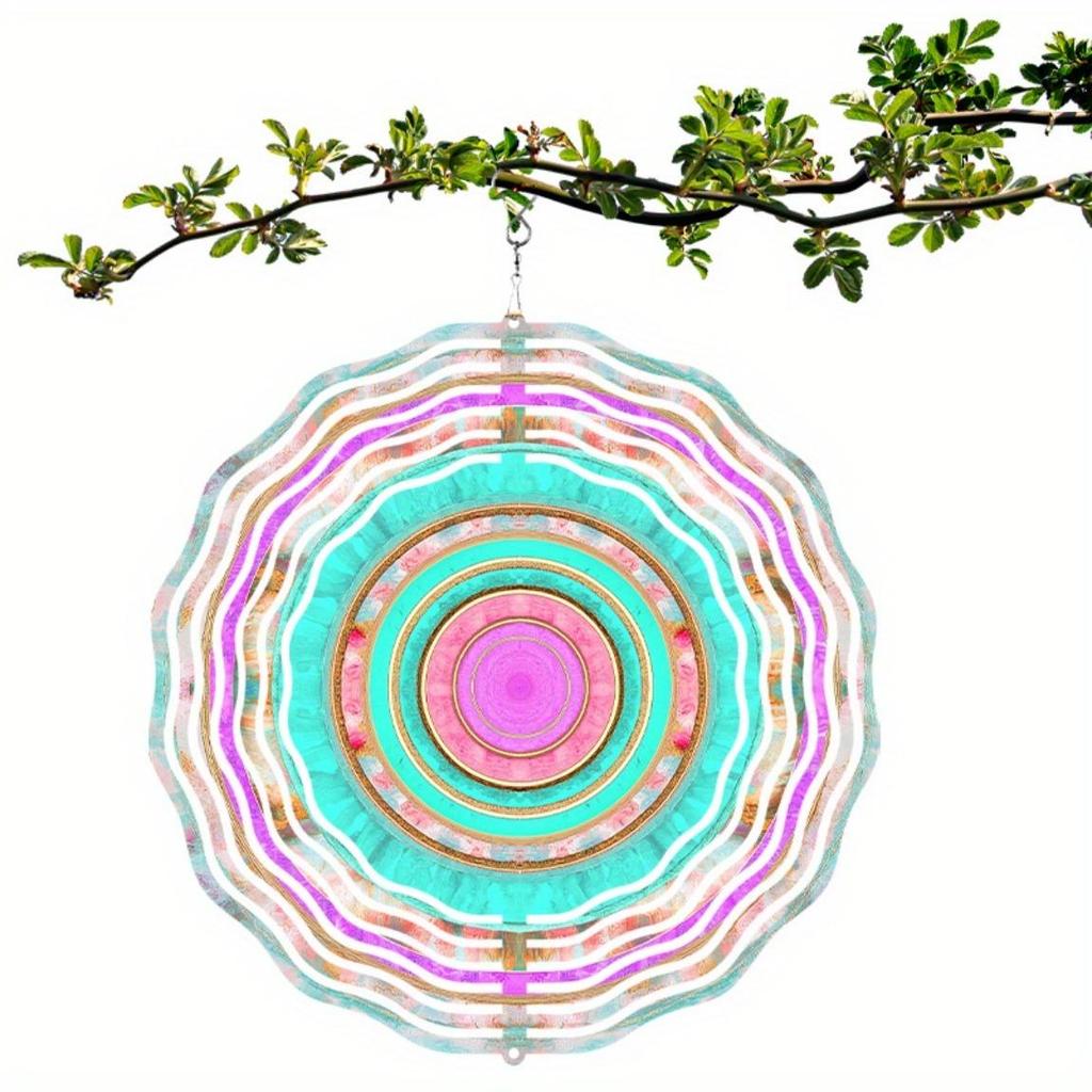 10 Inch Bohemian Mandala Wind Chime with 360 Rotating Hook No Battery Needed Perfect for Garden Patio Mother Day New Year Gift