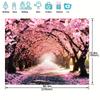 A vibrant cherry blossom photography background - a charming pink flower avenue scene, made of durable polyester