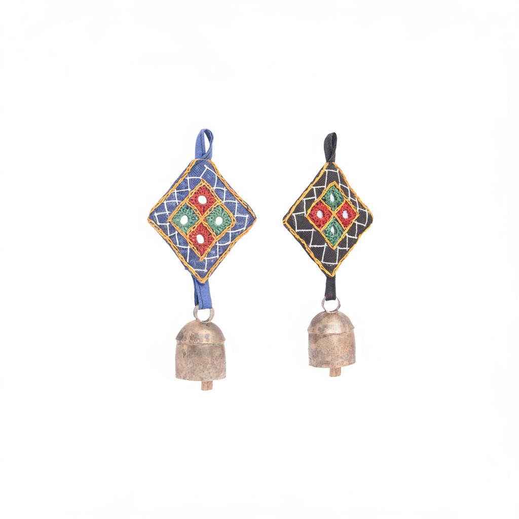 Handmade Mirror Work Bell Hanging – Decorative Bell, Door Hanging, Wall Hanging, Ethnic Ornament, Metal Bell, Festive Decoration