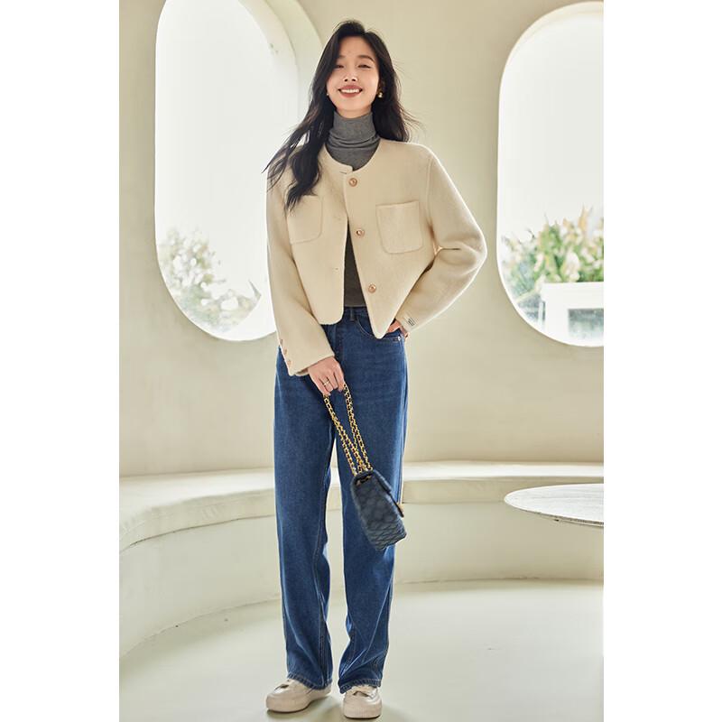 VICTORIA&VERA Women's Short Wool Blend Coat