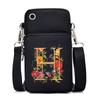 Women Small Crossbody Shoulder Bags Vintage Flower Alphabet Mobile Phone Bag Purse Soft Leather Strap Handbag Mini Messenger Bag