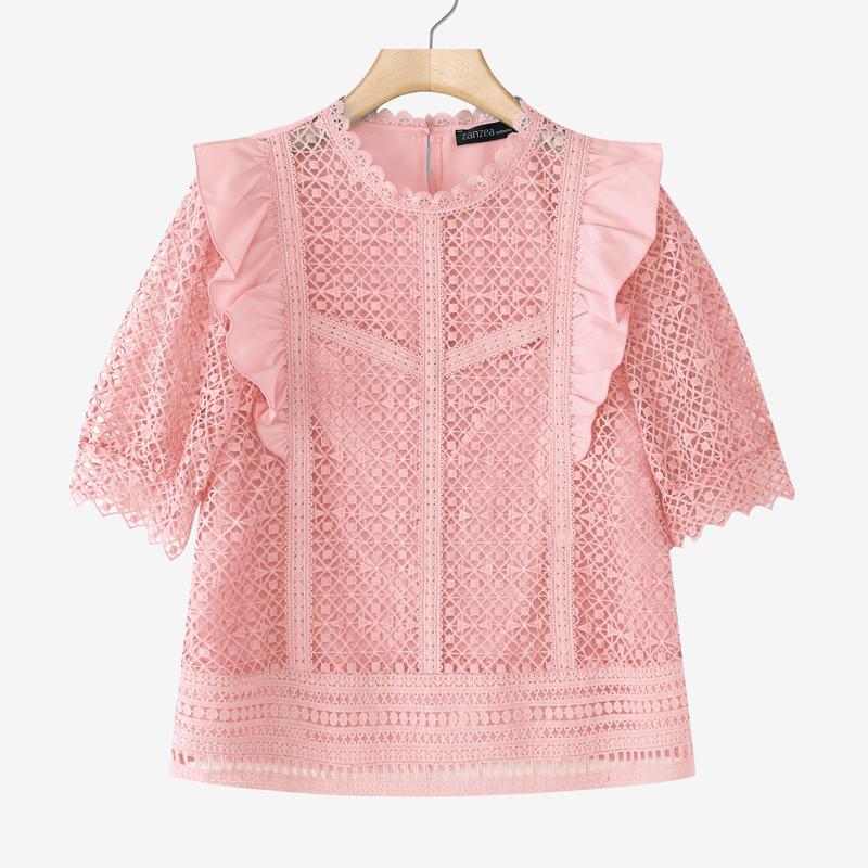 

ZANZEA Женская повседневная блузка с крючком, пэчворк, летняя, с коротким рукавом 5XL розовый