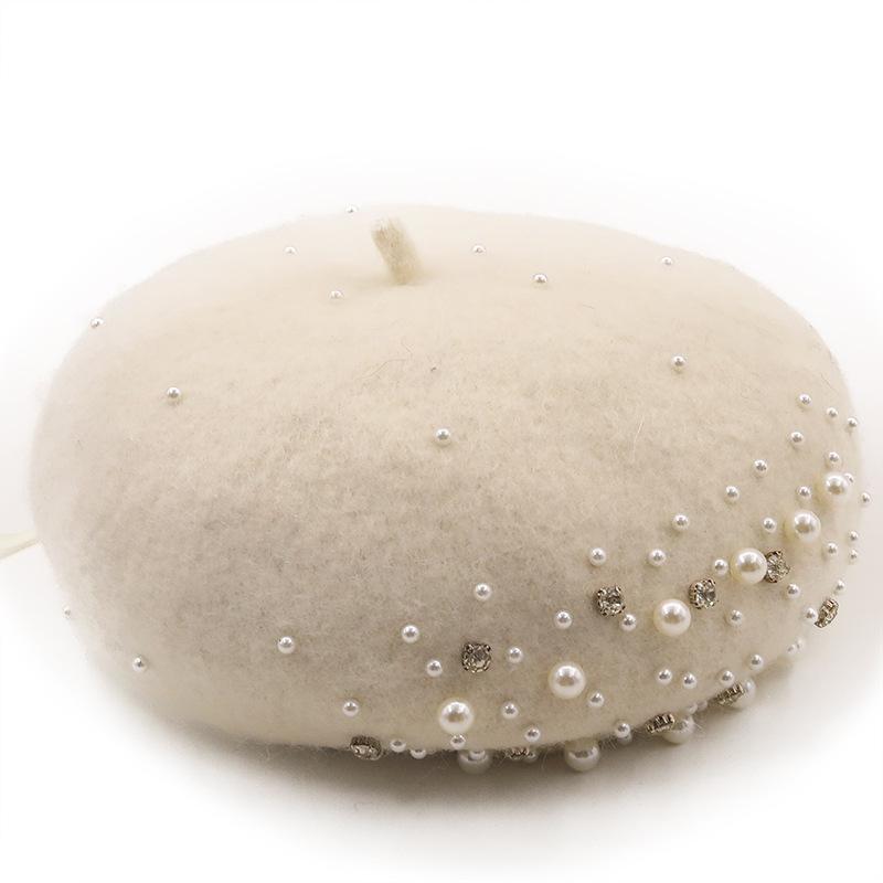 New Fashion Casual Women Beret Caps Pearled Berets for Lady Outdoor In Winter and Autumn