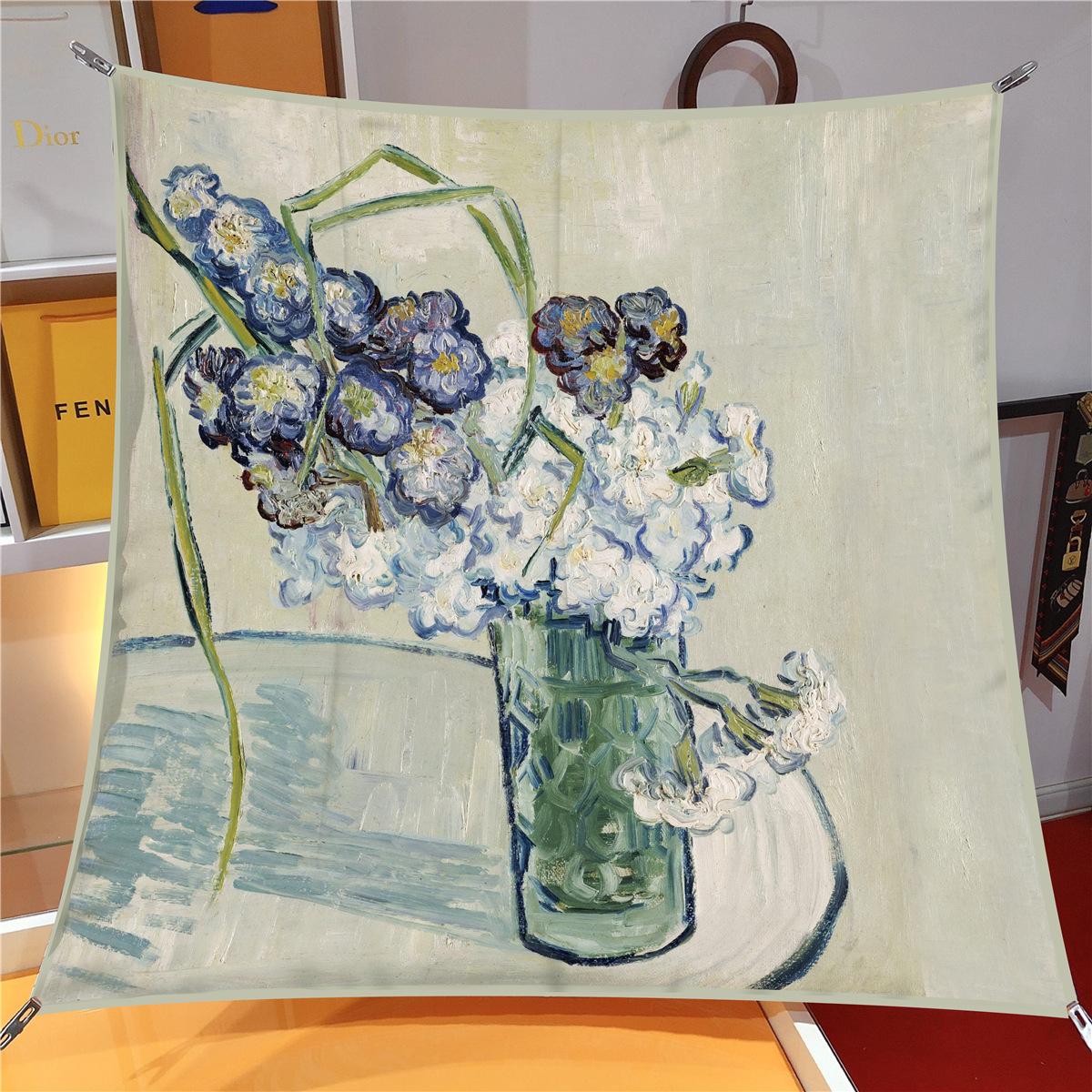 

Шелковый платок женский с принтом ирисов, квадратный, головной, эшарпы, шелковые фулярды, накидки, пляжные шали, бандана, леди хиджабы, 90см 90x90cm