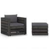 Day and Night - Day and Night Garden Furniture 2 Pieces with Gray Impregnated Wood Cushions