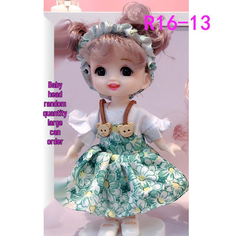 16cm 8-Point BJD Princess Doll with Denim Wedding Dress & Accessories - 6" Dress-Up OB11 Clothes, Tops, and Shorts