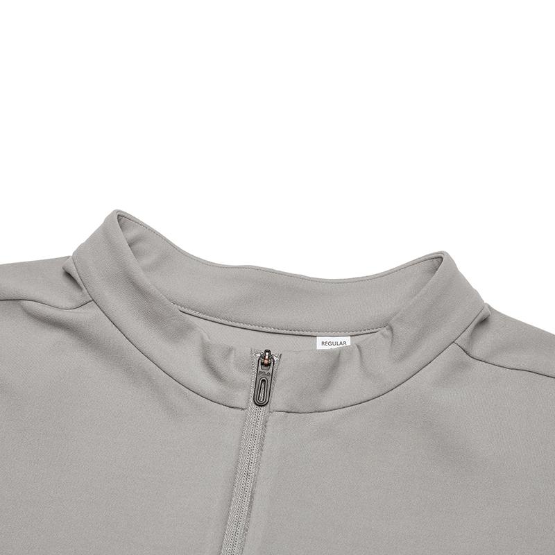 Fila Fleece Half-Zip Knit Long Sleeve T-Shirt Men Tops Gray A11M511207FDY