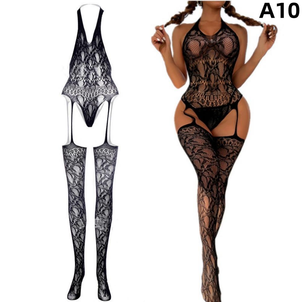 Dámské síťované přiléhavé síťované body Sexy spodní prádlo Spodní prádlo Krajka Transparentní Jednodílné tělové punčochy Kombinézy Punčochy Uniforma