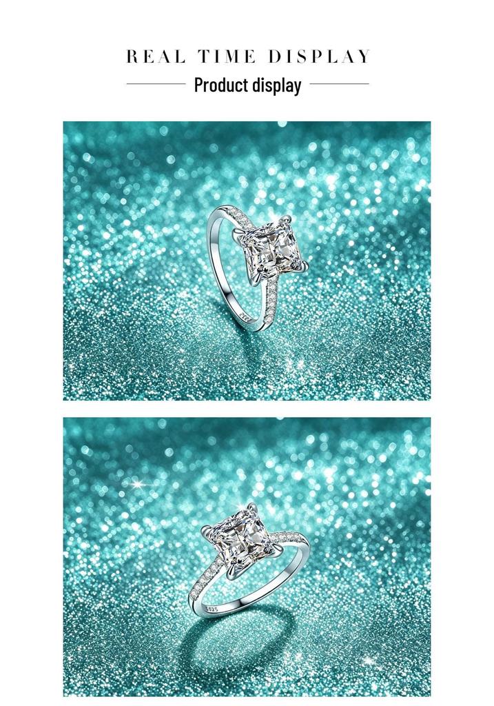 3 Carat Princess Cut Moissanite Engagement Ring in S925 Sterling Silver