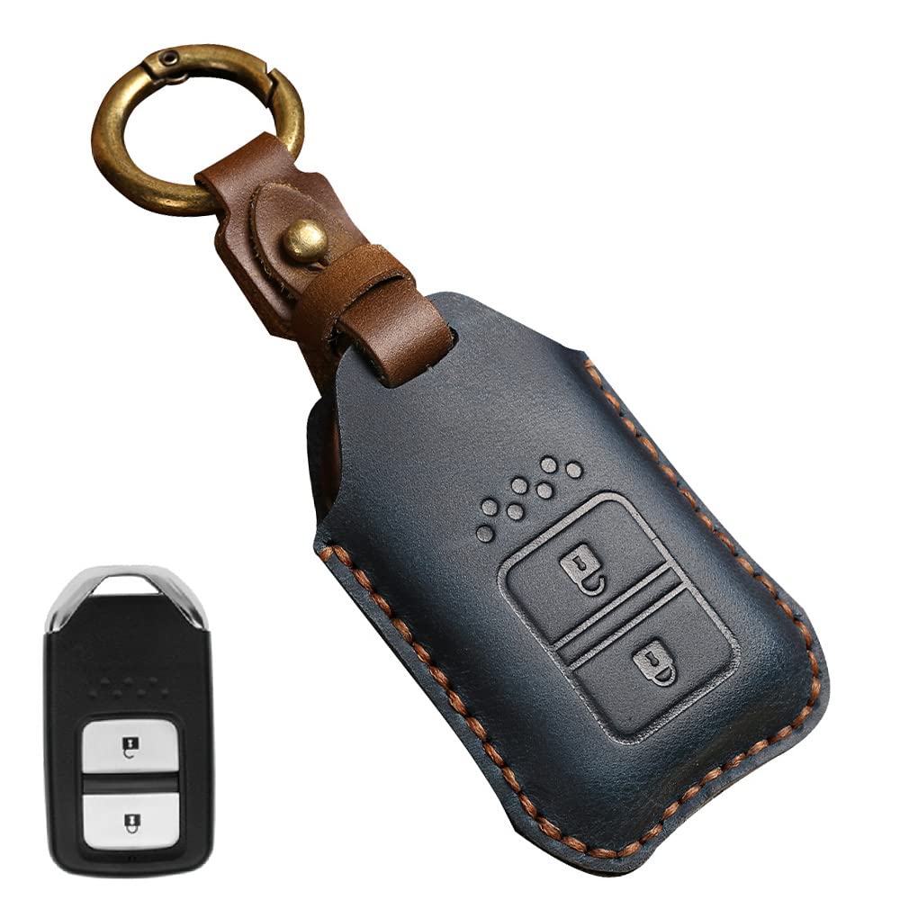 

Кожаный чехол для ключа Honda для смарт-ключа HONDA, 2 кнопки, роскошный стильный HONDA-2J-LEA синий