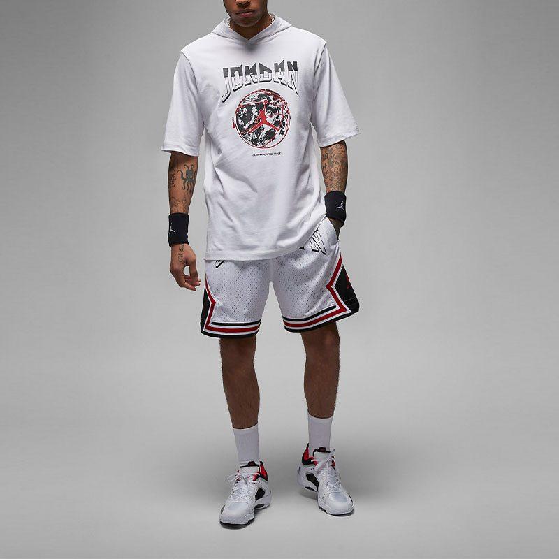 Jordan T Shirts Men's White Hooded Non Detachable Moderate Straight Fit FB7428-100