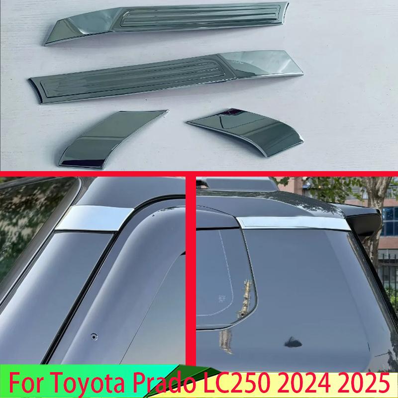 For Toyota Prado LC250 2024 2025 Car Accessories ABS Chrome Body A Pillar +C Pillar Decorated With Two-Tone Sequ