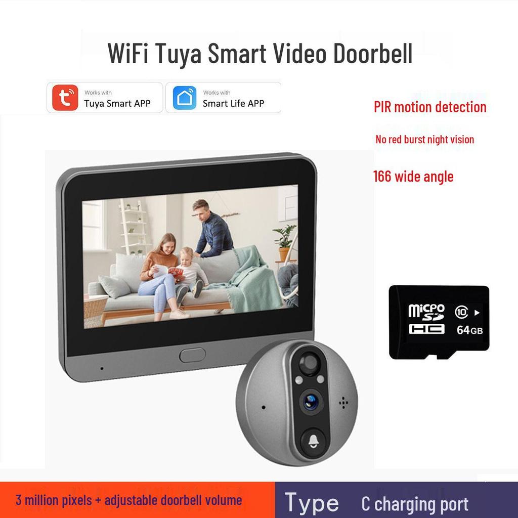 WiFi Smart Tuya Video Doorbell and Surveillance Camera with Remote Control and Wireless Connectivity