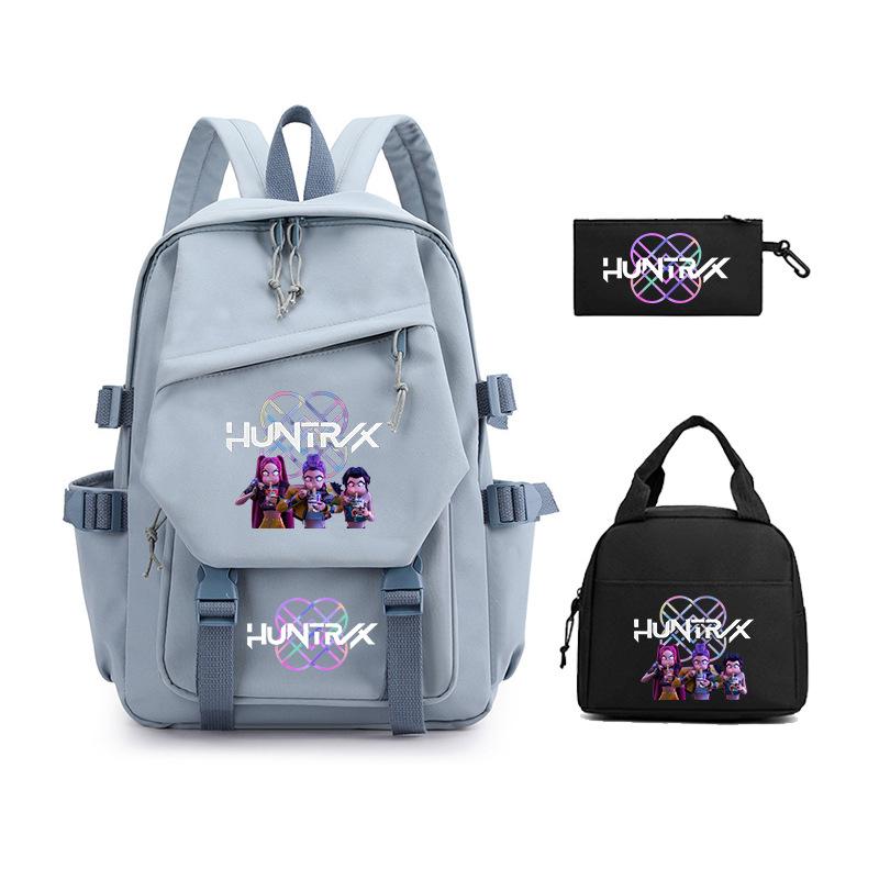 Demon Hunters KPop Demon Hunters Student School Bag Three-piece School Bag Zipper Pencil Case