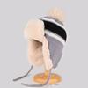 Knitted Hat Women's Autumn and Winter Warm Plush Ear Protection Hat Striped Color Matching Plush Thickened Wool Hat
